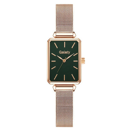 2pcs Set Women Watches Fashion Square Ladies Quartz Watch  Bracelet Simple Rose Gold Mesh Luxury Women Watches Relogio Feminino
