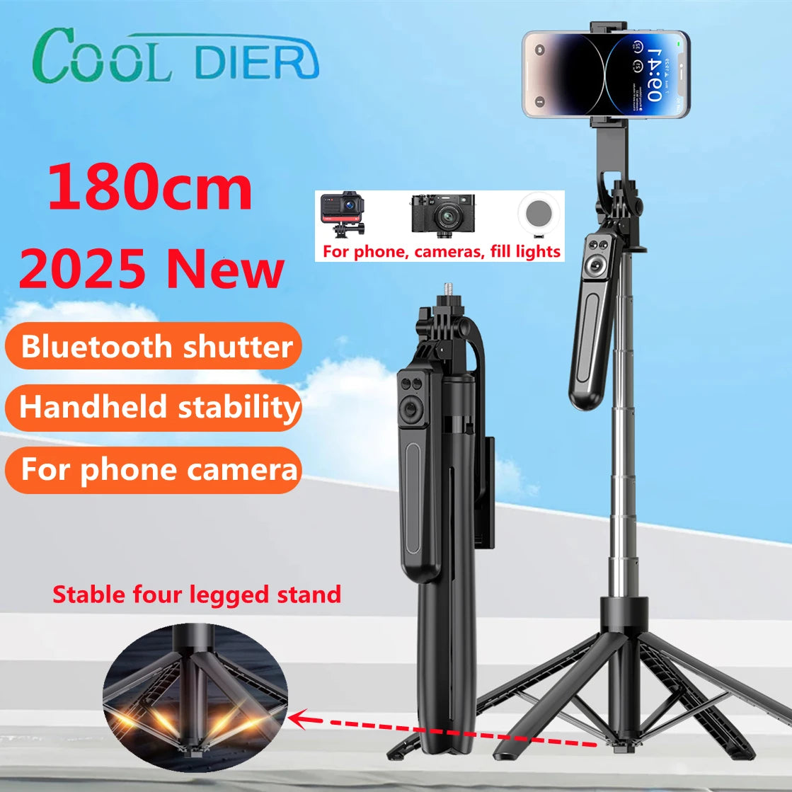 180cm Smartphone Tripod 2025 – Extendable Selfie Stand with Bluetooth Remote